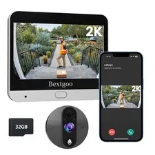 2K Video Peephole Doorbell Camera with 32GB Memory Card, Door Viewer with 4.3...