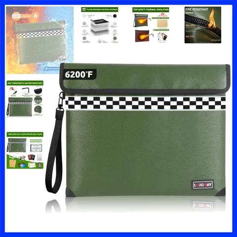 Upgraded 6200°F Fireproof Document Bag with Fireproof Zipper, Fireproof Bag w...