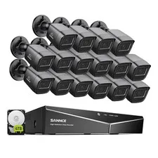 SANNCE 16CH DVR HD 1080P Video CCTV Security Camera System Smart Human Detection