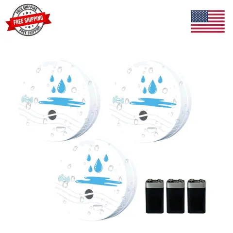 3 Pack Water Leak Detectors for Home | Water Sensor Alarm Leak Detector, 100d...