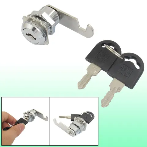 19mm x 25mm Thread Desk Cabinet Drawer Tool Box Cylinder Cam Lock w 2 Keys
