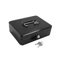10" Cash Box with Money Tray | Metal Money Safe Lock Box Storage Large Black