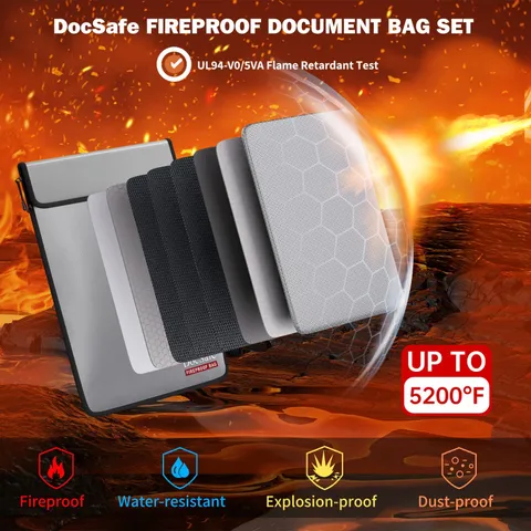 DocSafe Fireproof Document Bag 5200℉ with Fireproof Organizer Travel Case,Hea...