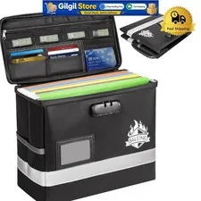 Fireproof Document Box with Lock - Secure Storage for Important Files, 12.5''...