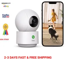 Aosu 2K Indoor Security Camera Baby Monitor Pet Camera 360-Degree Wi-Fi Night