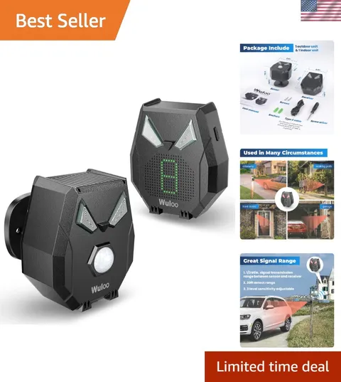 Weatherproof Wireless Driveway Alert System - Expandable Solar Sensor & Receiver
