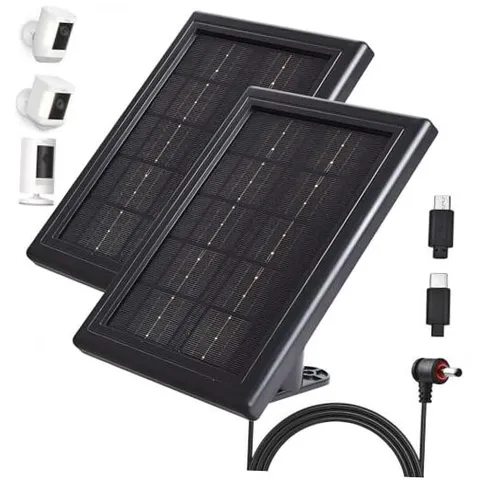 Ring Camera Solar Panel Charger, 5V 3.5W Solar Charger 2 2 Pack Black