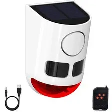 Solar Motion Sensor Alarm: 129dB Loud Dog Barking or Gunshot Sound for Deer, ...