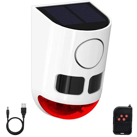 Solar Motion Sensor Alarm: 129dB Loud Dog Barking or Gunshot Sound for Deer, ...