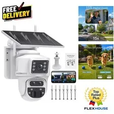INQMQEGA 4G Solar Security Camera - 15X Zoom, Color Night Vision, App Control