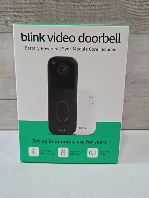 Blink Video Doorbel with Sync Module Core, Battery, Head-to-Toe HD View - Black