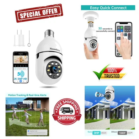 2K/3MP Wireless Security Camera: Echo Alexa Compatible, 360° View & Night Vision