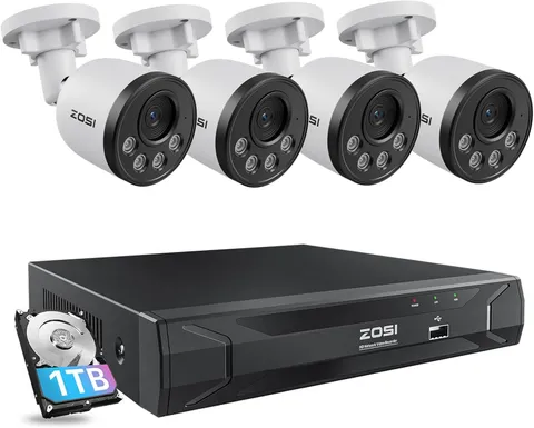 ZOSI 5MP 8CH NVR 4MP PoE Security IP Camera System Smart Detect 24/7 View Audio