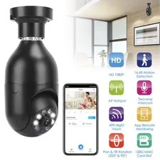 1080P FHD E27 Smart WiFi Bulb Camera with Night Vision & Audio