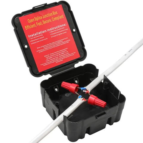 Black Open Splice Junction Box (1 Pack)，Open Splices Repair black 