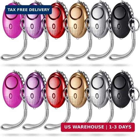 Konohan 12-Piece Personal Alarm Set, Emergency LED Light Keychain Alarms in 6 Co