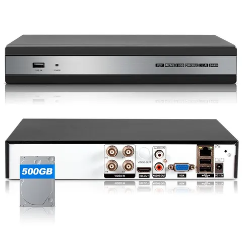 6-in-1 4CH H.265 CCTV DVR Video Recorder Equipped With 500GB Storage Hard Disk
