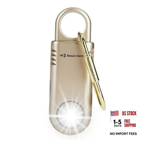 135dB Rechargeable Personal Safety Alarm Built-in Ultra-Bright Standalone Gold