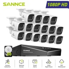 SANNCE 16CH 5in1 DVR 1080P CCTV Security Camera System AI Human Detection IP67