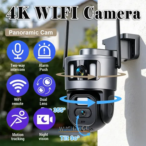 360° Dual Lens 8MP WiFi Security Camera Zoom Outdoor Color Night Vision CCTV PTZ