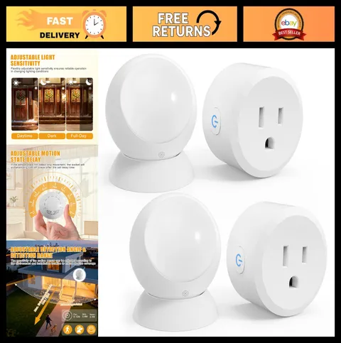 2 Pack Wireless Motion Sensor Switch, Adjustable Sensitivity, IP54 Waterproof, P