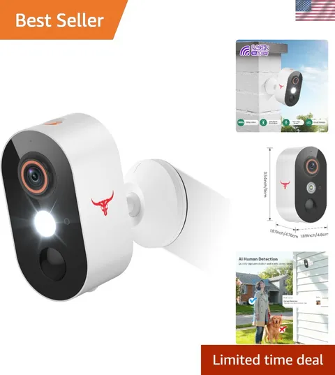 Compact 1080p Battery-Powered Security Camera with AI Detection & Night Vision