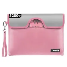 5200°F Fireproof Money Bag with Lock, Water Fireproof Document Bag with Zippe...