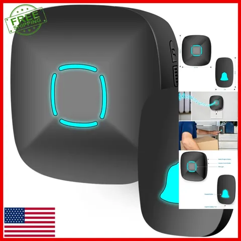Wireless Doorbell Waterproof Chime Kit 1000ft 36 Chimes Adjustable Volume
