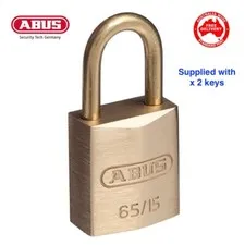 ABUS Keyed Alike Padlocks -65MB15 16mm -Padlock W/Brass Body & Shackle-FREE POST