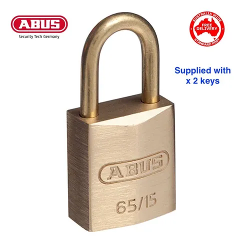 ABUS Keyed Alike Padlocks -65MB15 16mm -Padlock W/Brass Body & Shackle-FREE POST
