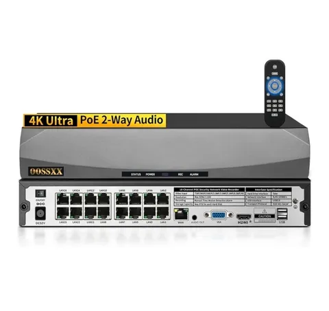OOSSXX 8.0/4K 24/7 Recording, ONVIF Compatible (Manual Configuration Needed)