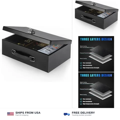 xydled Fire Resistant Safe Fire Safe Box with Key Lock for Home Office Securi...