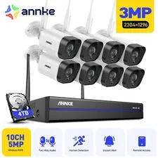 ANNKE Wireless 8CH 5MP NVR 3MP Two Audio Recording AI Security IP Camera System