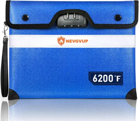 6200°F Upgraded Fireproof Document Bag with Lock, Fireproof Money Bag