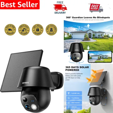 AI-Powered Wireless Outdoor Camera - 2K HD, Solar/Battery with Night Vision