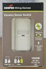Cooper VS310U-W Vacancy Sensor Switch, Single-Pole or 3-Way, 1000W/VA - 120V/AC