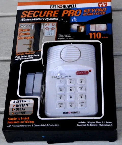 Secure Pro Keypad Alarm System BELL+HOWELL Wireless Battery 3 Settings and PANIC