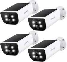 4 Cámaras Seguridad Solar 2K WiFi 2.4G Exterior Inalámbricas Audio Sirena