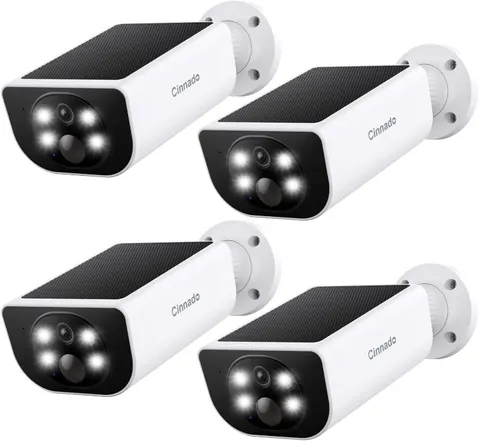 4 Cámaras Seguridad Solar 2K WiFi 2.4G Exterior Inalámbricas Audio Sirena