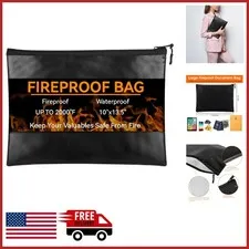 Large Fireproof Document Bag 10"x13.5" for Passports and Valuables Storage