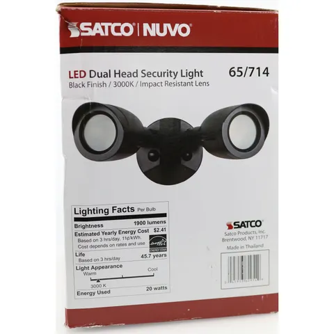 Satco 65/713 Dual-Head Motion Sensor Flood Light 3000K Bronze