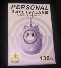 Personal Alarm - Purple Cat, Safety , Long Standby,  130dB, LED Brand New In Box
