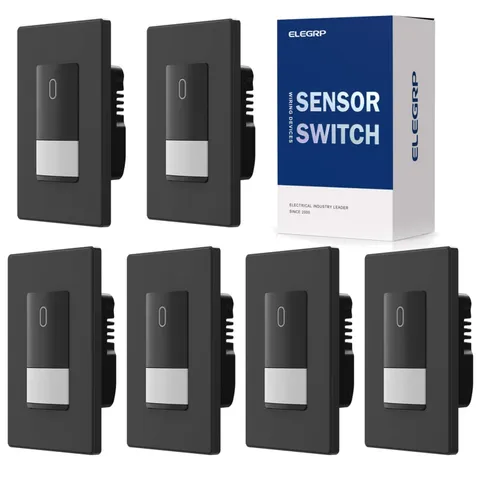 Matte Black PIR Motion Sensor Switch - Single Pole, 6 Pack