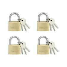 Syneco 40mm Brass Padlocks - 4 Pack