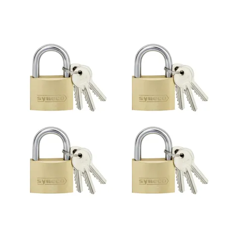 Syneco 40mm Brass Padlocks - 4 Pack