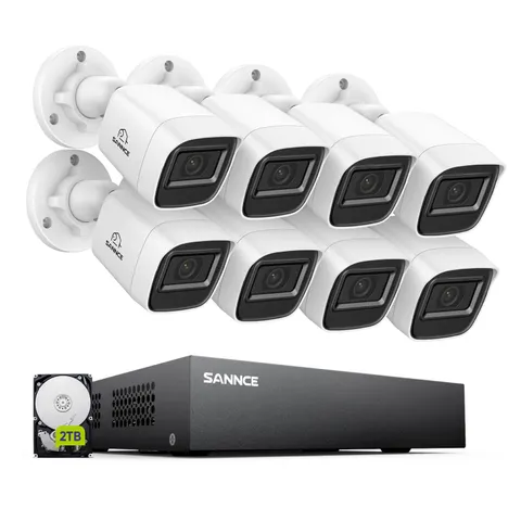 SANNCE 8CH DVR 1080P CCTV Outdoor Security Camera System Human Detection H.265+
