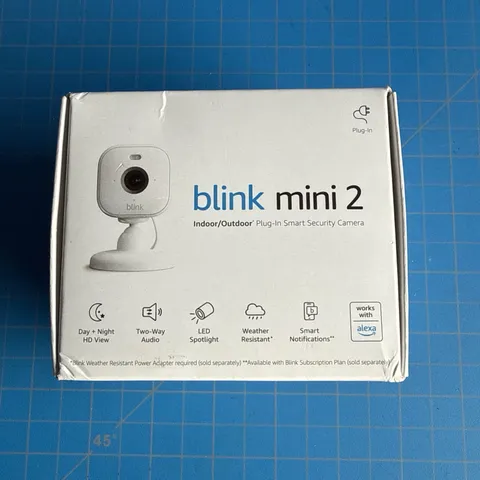 Blink Mini 2 Indoor & Outdoor White Plug-in Smart Security Camera HD Night Alexa