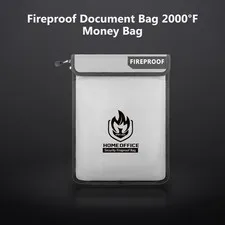 Fireproof Document Bag 2000°F Money Bag for Cash,Gray | 5x’’ Two Pockets Safe...
