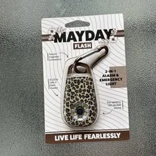 Mayday Flash Personal Alarm 100dB Emergency Light Cheetah Print Carabiner