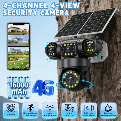 4G Solar Battery Powered Security Camera Wireless Outdoor Pan/Tilt Night Vision
